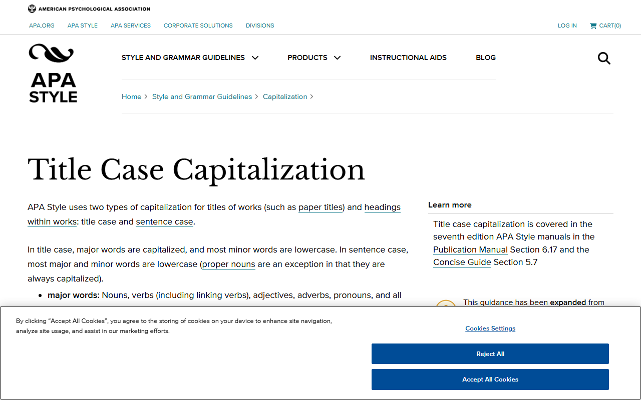 APA Style page on title case capitalization rules