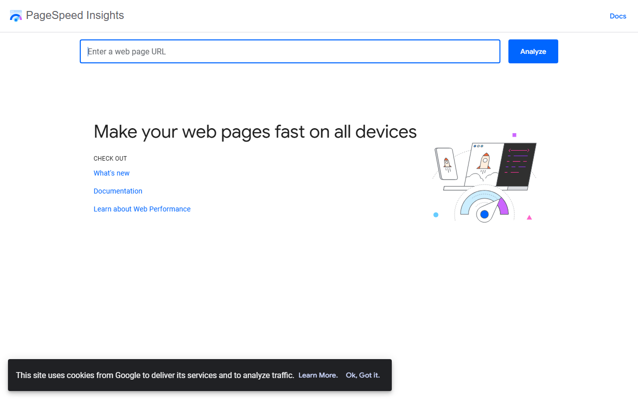 PageSpeed Insights home page