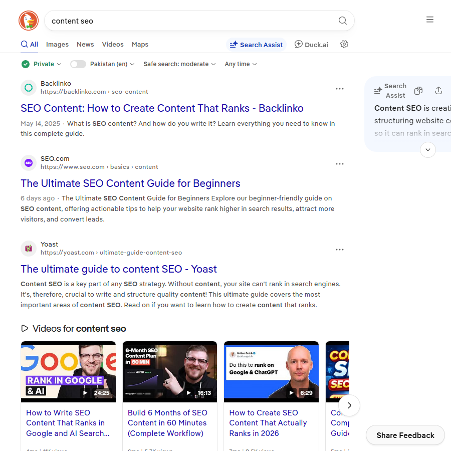 Search results for content seo dominated by long-form ultimate guides