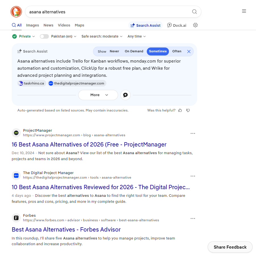 Search results for an alternatives query