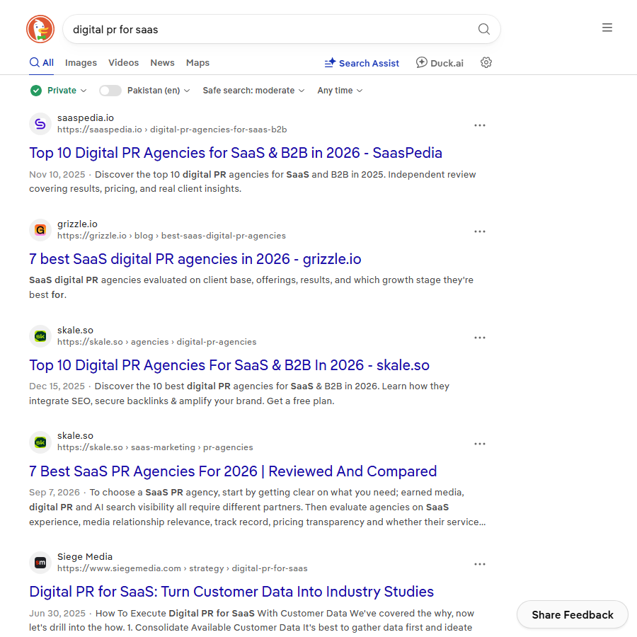 Search results for digital PR for SaaS