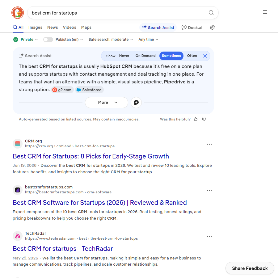 Search results for a commercial software query