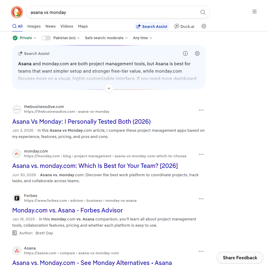 Search results for a head to head software comparison query