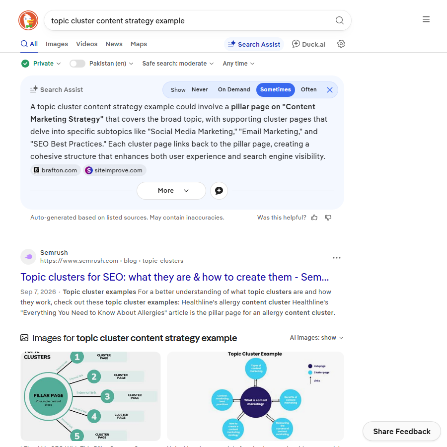 Search results for topic cluster content strategy examples