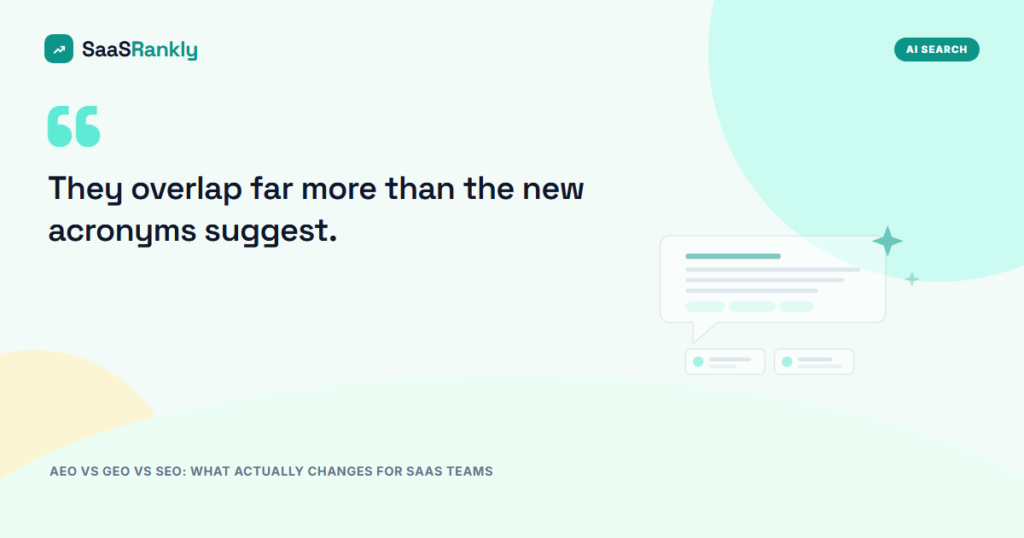 AEO vs GEO vs SEO: What Actually Changes for SaaS Teams