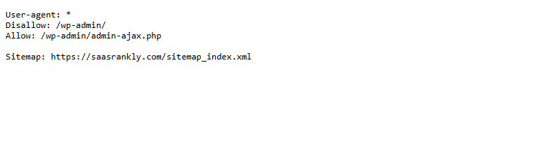 robots.txt example for SEO essentials showing a disallow rule and a sitemap line