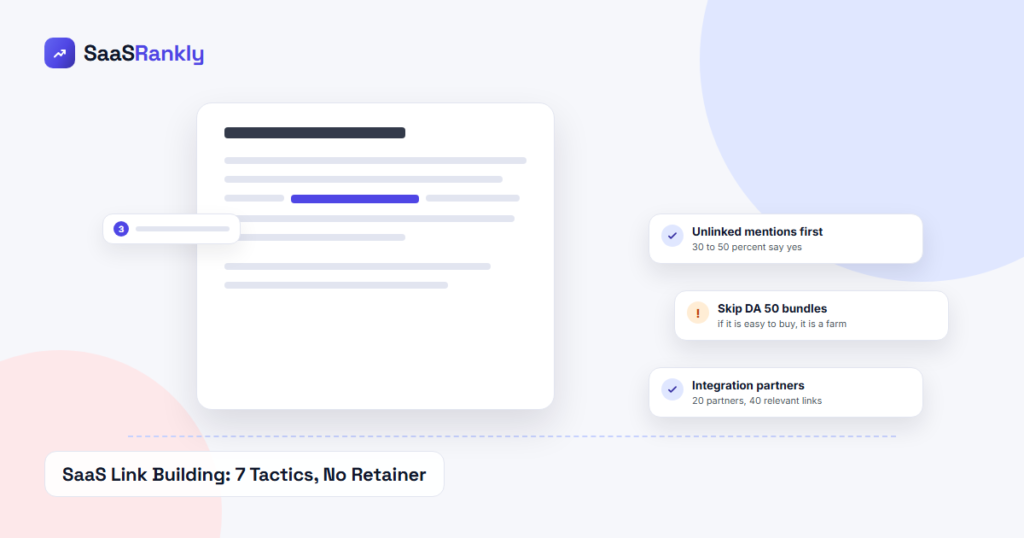 SaaS link building illustration: an article with a contextual link and vetted tactics