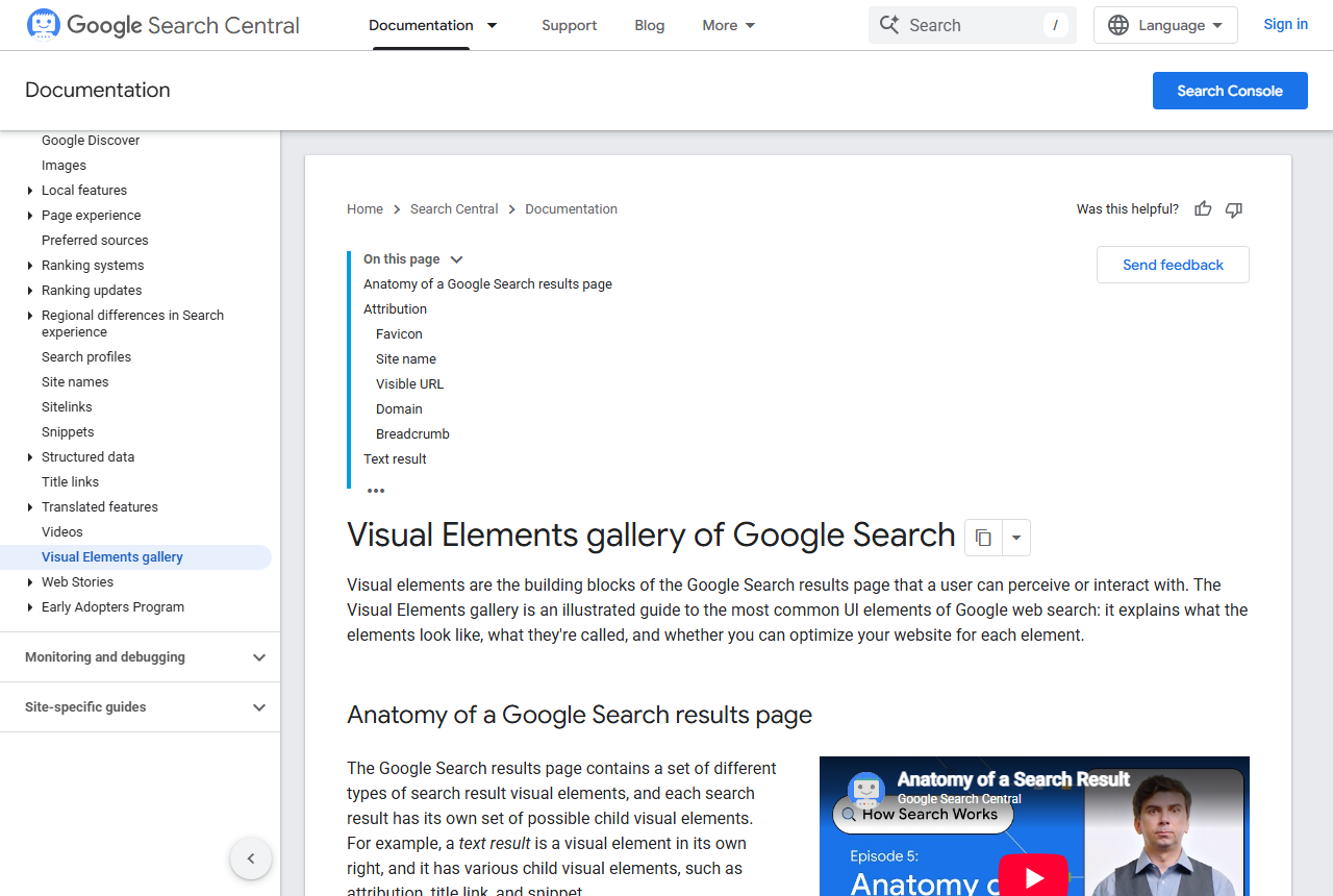 Google Search Central visual elements gallery