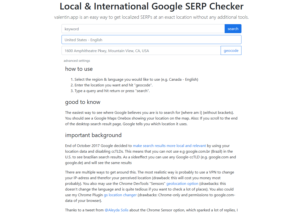 valentin.app free SERP checker for local Google results
